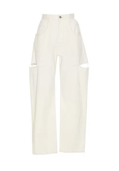 Maison Margiela Wide-leg Denim Pants With Slash Details In White