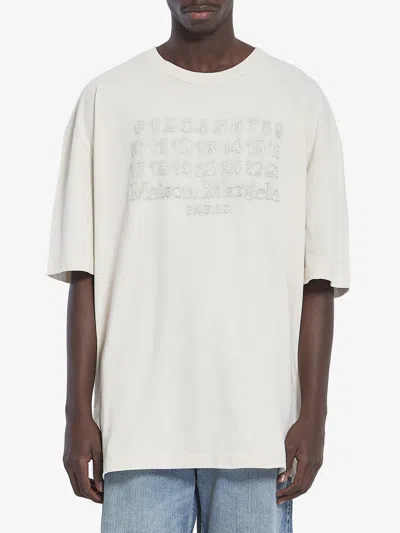 Maison Margiela Tshirt With Embroidered Logo In White