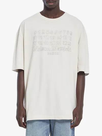 Maison Margiela Tshirt With Embroidered Logo In White