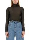 Maison Margiela Maison Martin Margiela Women Body Collo Alto Semitrasparente In Black