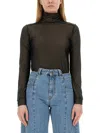Maison Margiela Maison Martin Margiela Women Body Collo Alto Semitrasparente In Black/butter