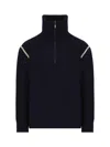 Maison Margiela Elbow Patch Half Zip Wool Pullover In Navy