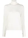 Maison Margiela White High Neck Sweater With Contrasting Stitching In Wool Woman
