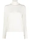 Maison Margiela White High Neck Sweater With Contrasting Stitching In Wool Woman In White