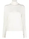 Maison Margiela White High Neck Sweater With Contrasting Stitching In Wool Woman In White