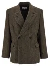 Maison Margiela Tailored Wool Blazer Notched Lapels In Brown