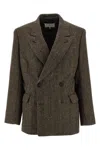 Maison Margiela Tailored Wool Blazer Notched Lapels In Brown