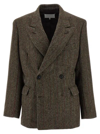 Maison Margiela Tweed Blazer In Brown