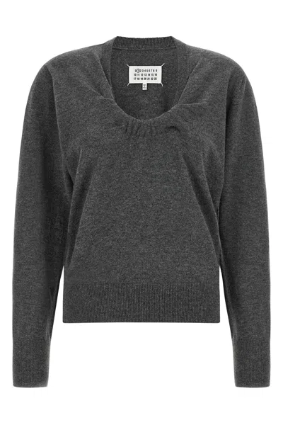 Maison Margiela Twist Virgin Wool Sweatshirt In Gray