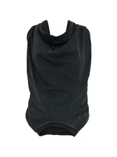 Maison Margiela Dark Grey Twisted Upside-down Cotton Top In Black