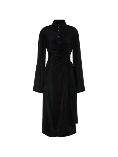 Maison Margiela Twisted Draped Shirt Dress In Black