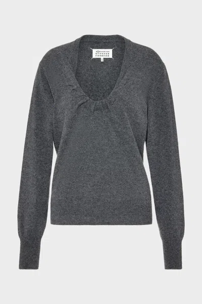 Maison Margiela Twisted Knit Crewneck Sweater Woman Grey In Gray