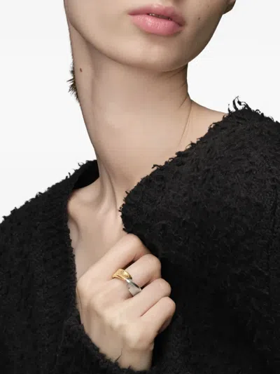 Maison Margiela Twisted Numeric-logo Ring In Gold