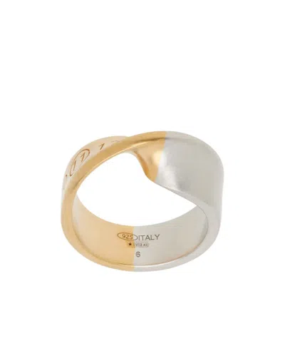 Maison Margiela Twisted Numerical Logo Ring In Yellow