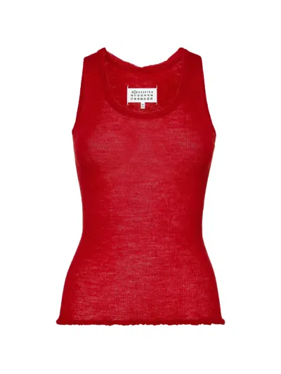 Maison Margiela Twist-neck Knitted Vest Top In Red