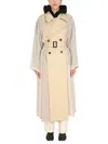 Maison Margiela Doppelreihiger Trenchcoat Aus Baumwoll-gabardine Mit Charmeuse-einsatz In Beige