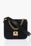 Maison Margiela Two-tone Leather And Cotton New Lock Square Handbag In Black
