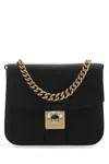 Maison Margiela Two-tone Leather And Cotton New Lock Square Handbag In Black