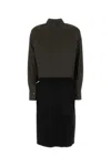 Maison Margiela Women Two-tone Poplin And Wool Shirt Dress