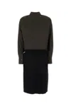 Maison Margiela Women Two-tone Poplin And Wool Shirt Dress In White
