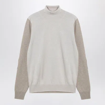 Maison Margiela Two-tone Wool Turtleneck Sweater In Neutral