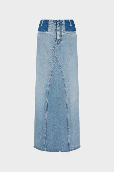Maison Margiela Two-tone Denim Maxi Skirt Woman Blue Jeans