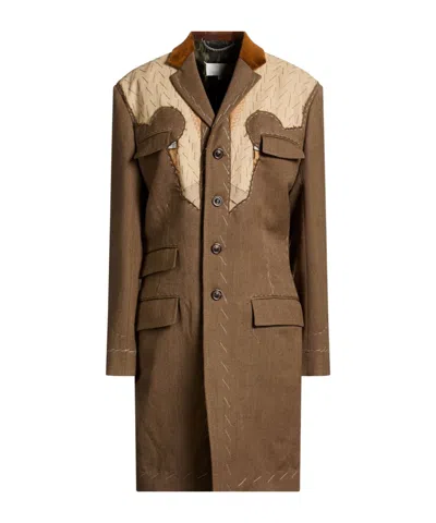 Maison Margiela Two-tone Flannel Blazer In Brown