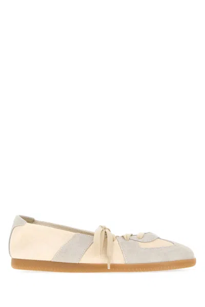 Maison Margiela Two-tone Leather And Suede Replica Ballerinas In White