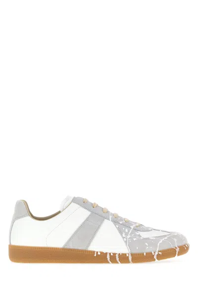 Maison Margiela Two-tone Leather Replica Sneakers In White