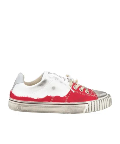 Maison Margiela Two-tone Leather Sneakers In Red