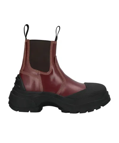 Maison Margiela Two-tone Platform Boots In Brown