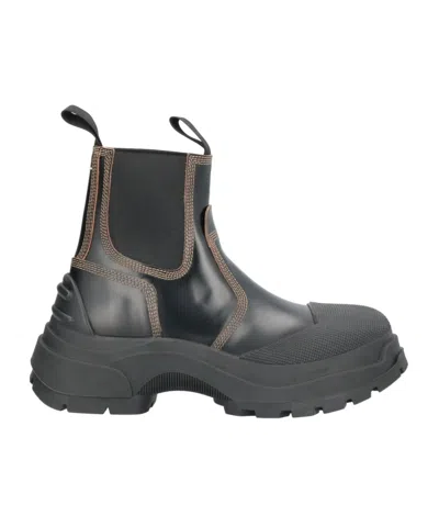 Maison Margiela Two-tone Platform Leather Boots In Red
