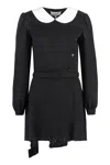 Maison Margiela Peter Pan-collar Wool Minidress In White/black