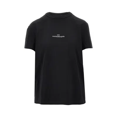 Maison Margiela Upside Down Logo Embroidery T-shirt In Black