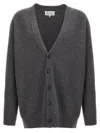 Maison Margiela Used-effect Wool Cardigan In Gray