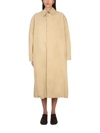 Maison Margiela Utility Cotton Trench Coat In Nude