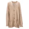 Maison Margiela V-neck Brushed Cardigan In Beige Linen In Beige