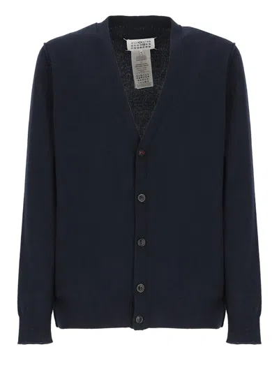 Maison Margiela V-neck Cardigan In Blue