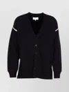 Maison Margiela V-neck Cardigan With Long Sleeves And Elbow Patches In Black
