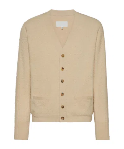 Maison Margiela V-neck Cashmere-cotton Cardigan In Beige