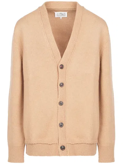 Maison Margiela Knitted Drop-shoulder Cardigan In Neutrals