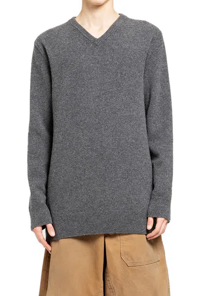 Maison Margiela V-neck Wool Jumper In Grey