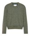 Maison Margiela V-neck Grid-pattern Wool Sweater In Green