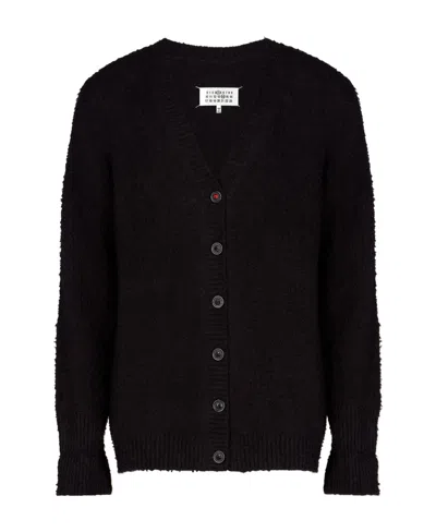 Maison Margiela V-neck Knitted Cardigan In Black