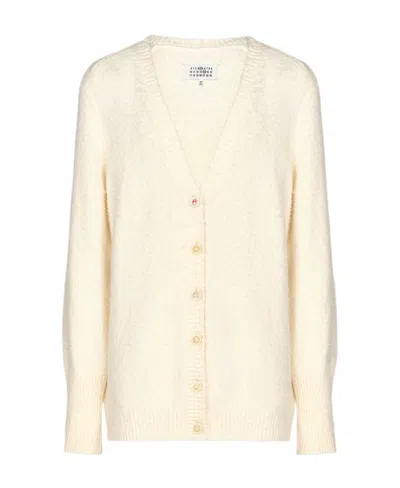 Maison Margiela V-neck Knitted Cardigan In White