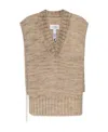 Maison Margiela V-neck Knitted Top In Nude