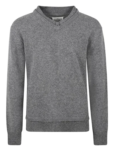 Maison Margiela V-neck Rib Trim Sweater In Medium Grey