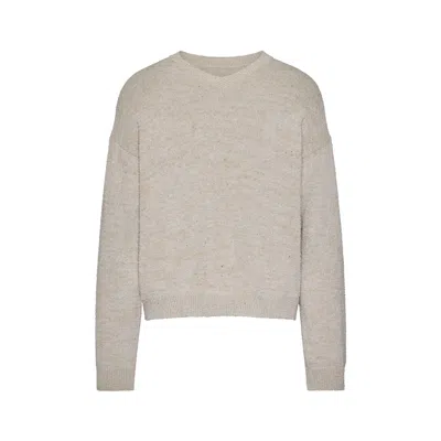 Maison Margiela V-neck Sweater Man Ice Blue And Beige In Gray