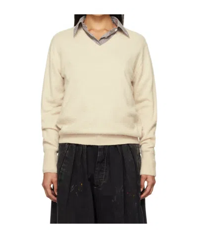 Maison Margiela V-neck Sweater In Nude