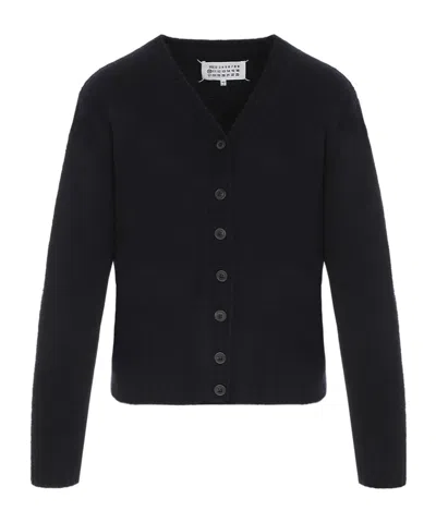 Maison Margiela V-neck Wool Cardigan In Black